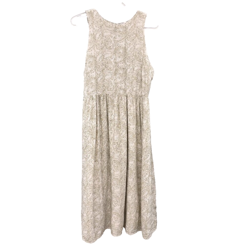 Lucy Paris Lyna Halter Midi Dress Green Floral Smocked Top Lined Size LG Pockets